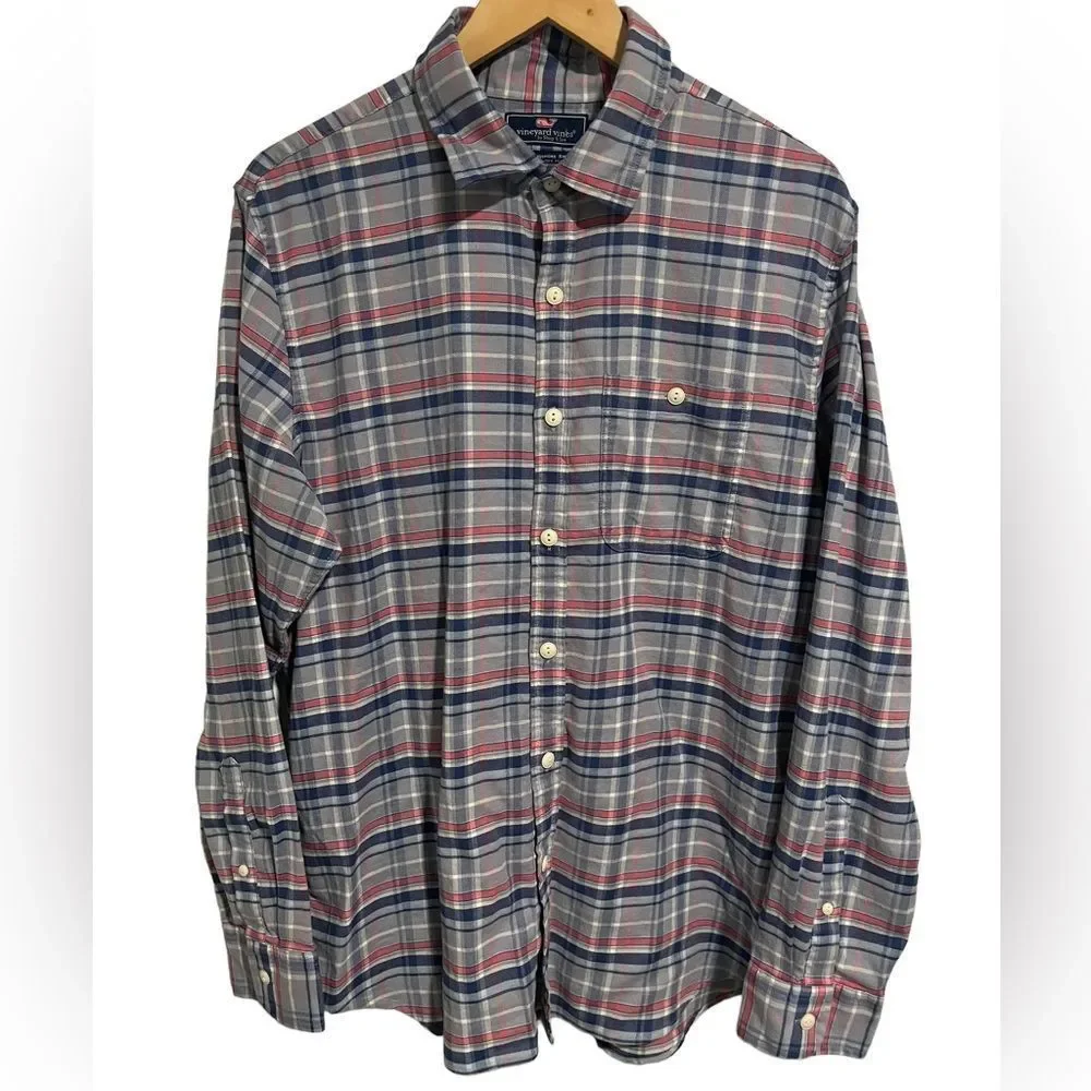(Sold)VINEYARD VINES NWT Mens Slim Longshore Flannel Button Down Shirt, L - Picture 1 of 8